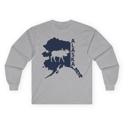 Alaska Moose Silhouette Shirt Long Sleeve Shirt – Sport Grey – Alaska Cruise Shirts