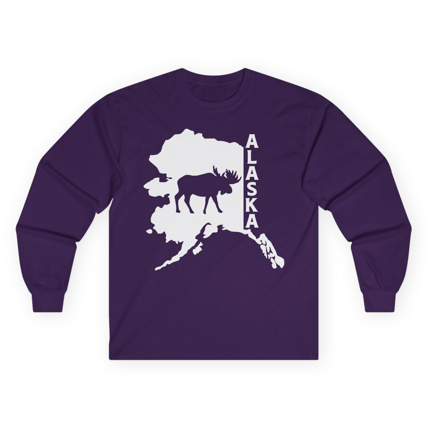 Alaska Moose Silhouette Shirt Long Sleeve Shirt – Purple – Alaska Cruise Shirts