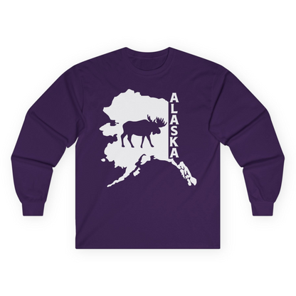 Alaska Moose Silhouette Shirt Long Sleeve Shirt – Purple – Alaska Cruise Shirts