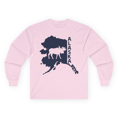 Alaska Moose Silhouette Shirt Long Sleeve Shirt – Light Pink – Alaska Cruise Shirts