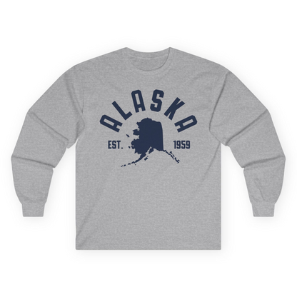 Vintage Alaska State Outline Est 1959 Retro Collegiate Shirt — Long Sleeve Long Sleeve Shirt – Sport Grey – Alaska Cruise Shirts