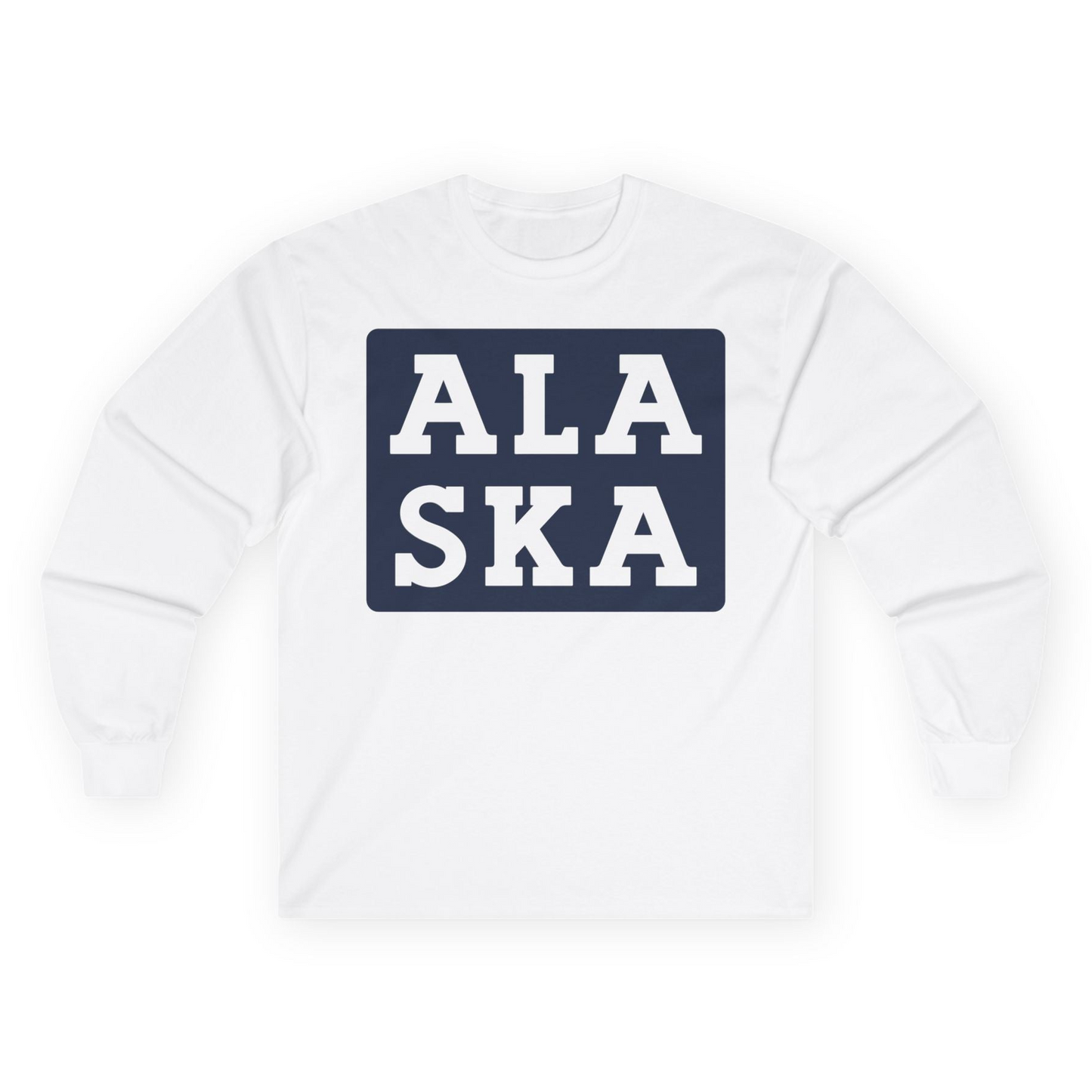 Bold Alaska Block Text Shirt Long Sleeve Shirt – White – Alaska Cruise Shirts