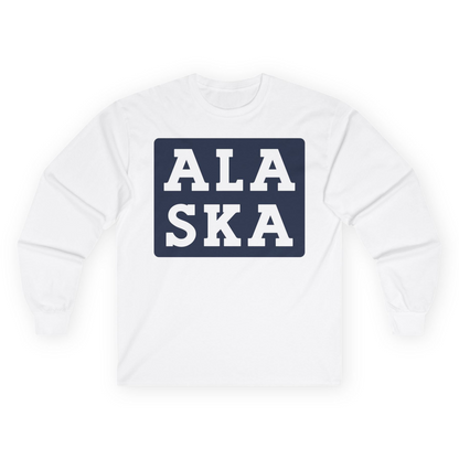 Bold Alaska Block Text Shirt Long Sleeve Shirt – White – Alaska Cruise Shirts