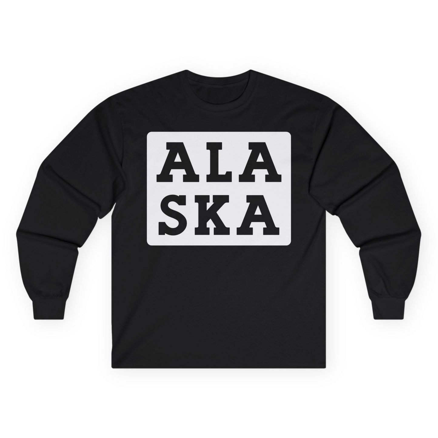 Bold Alaska Block Text Shirt Long Sleeve Shirt – Black – Alaska Cruise Shirts