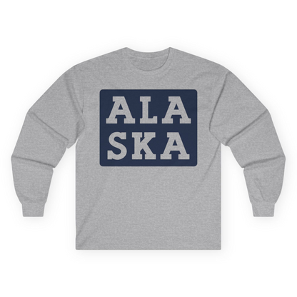 Bold Alaska Block Text Shirt Long Sleeve Shirt – Sport Grey – Alaska Cruise Shirts