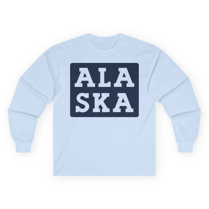 Bold Alaska Block Text Shirt Long Sleeve Shirt – Light Blue – Alaska Cruise Shirts