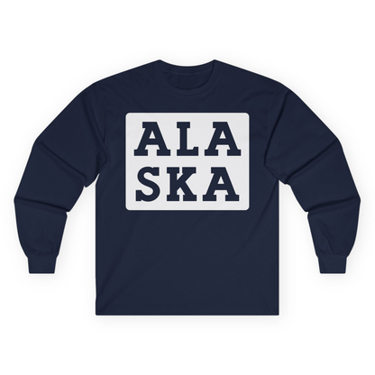 Bold Alaska Block Text Shirt Long Sleeve Shirt – Navy – Alaska Cruise Shirts