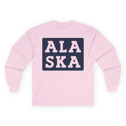 Bold Alaska Block Text Shirt Long Sleeve Shirt – Light Pink – Alaska Cruise Shirts