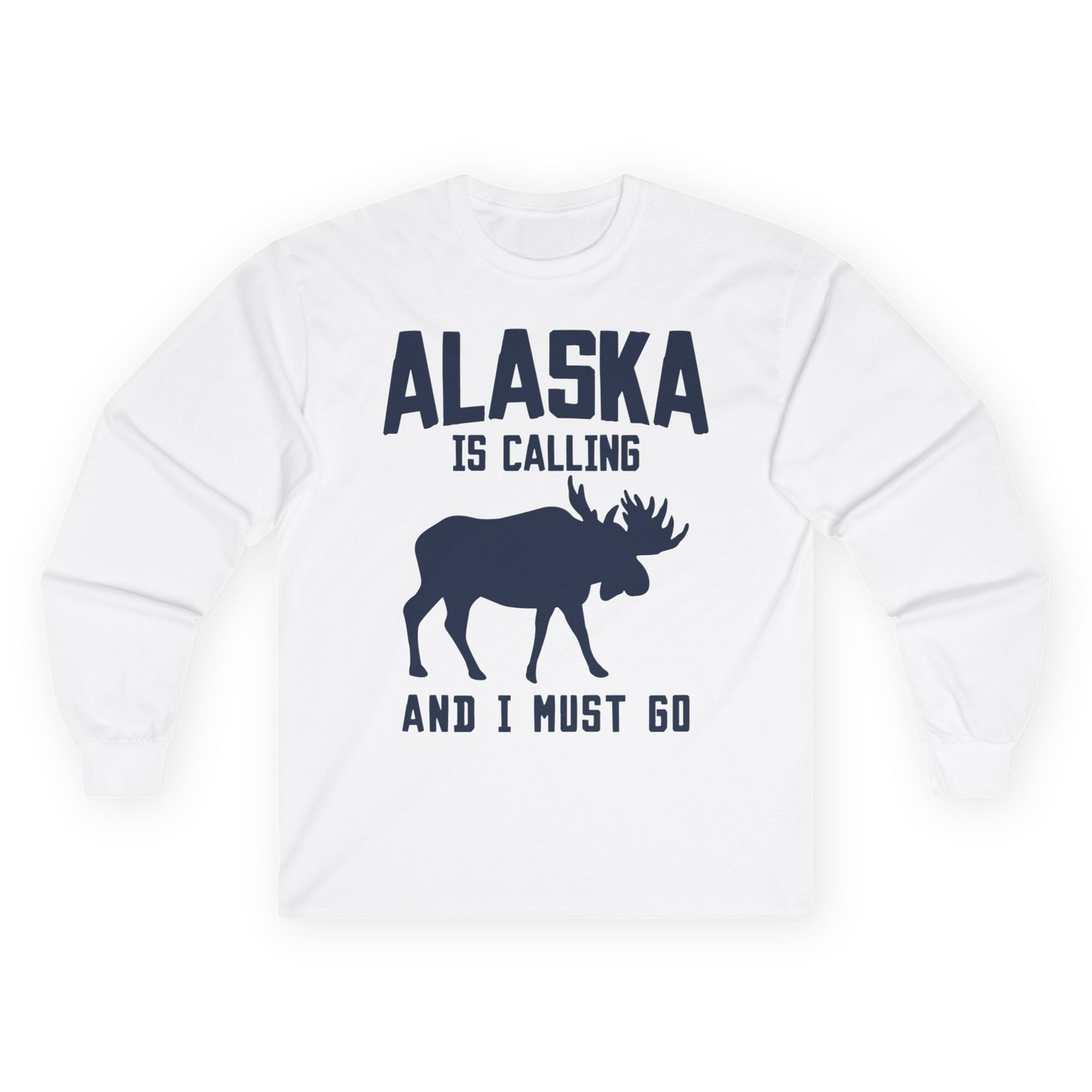 Alaska Is Calling Moose Silhouette Shirt Long Sleeve Shirt – White – Alaska Cruise Shirts
