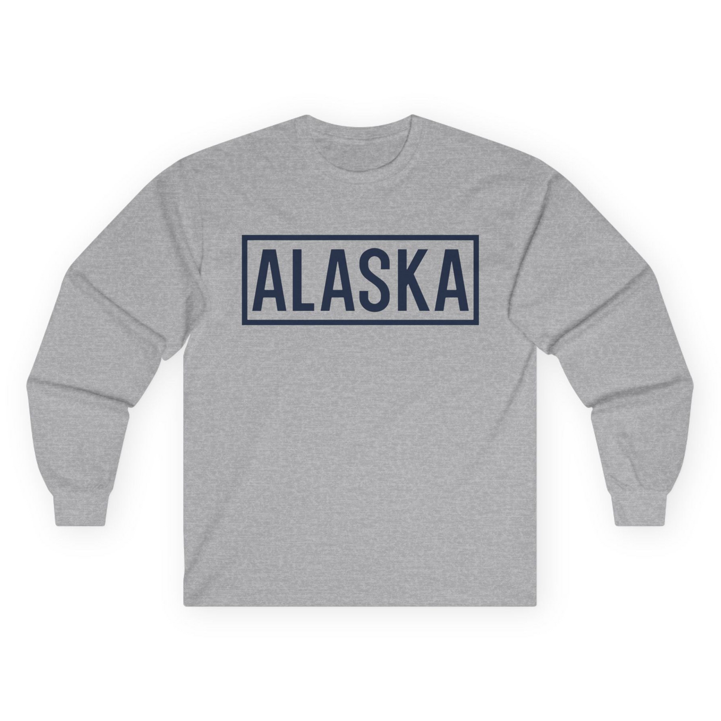 Alaska Bold Text Minimalist Monochrome Graphic Shirt for Travelers — Long Sleeve Long Sleeve Shirt – Sport Grey – Alaska Cruise Shirts