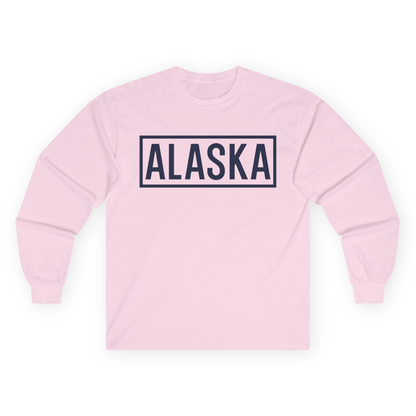 Alaska Bold Text Minimalist Monochrome Graphic Shirt for Travelers — Long Sleeve Long Sleeve Shirt – Light Pink – Alaska Cruise Shirts