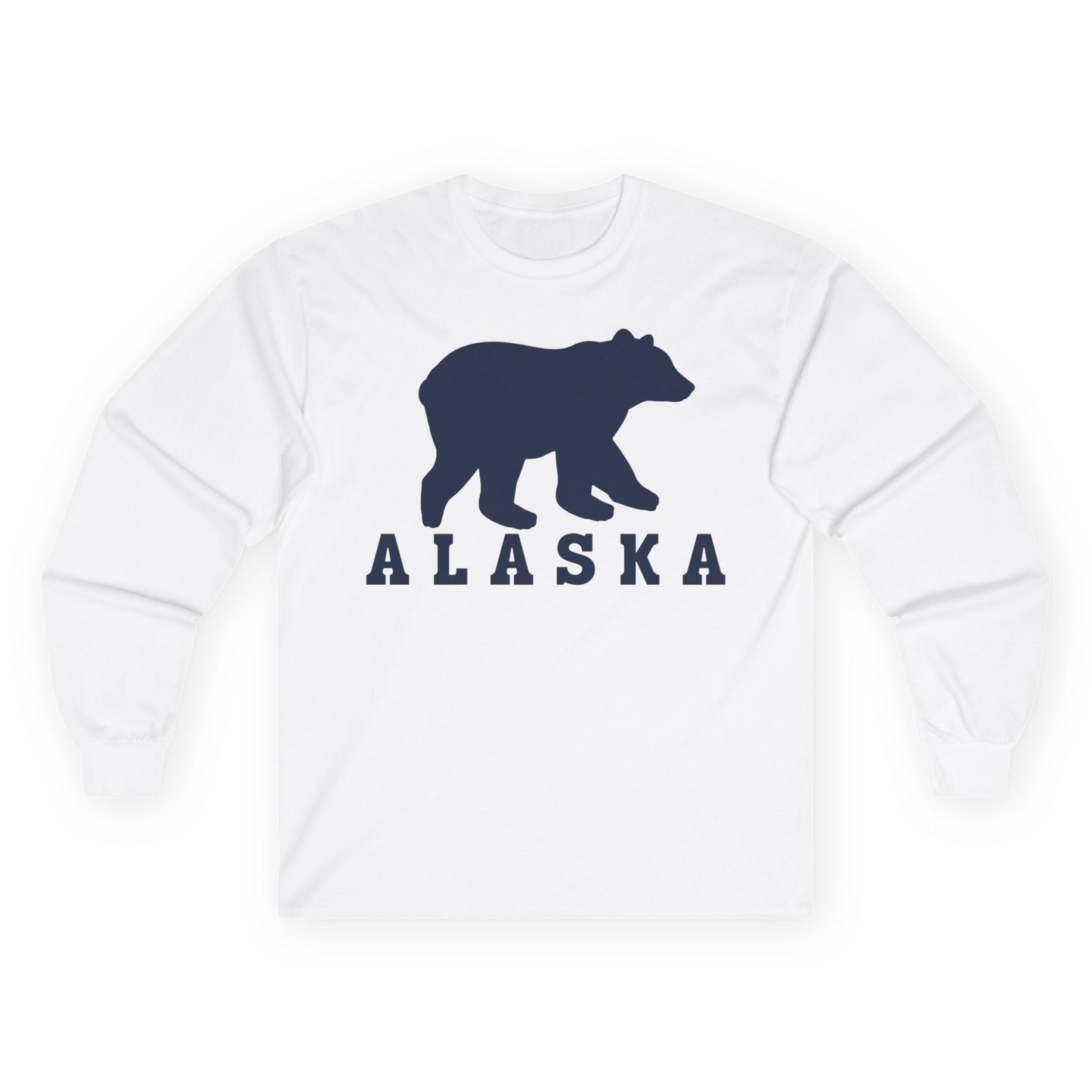 Alaska Bear Silhouette Shirt Long Sleeve Shirt – White – Alaska Cruise Shirts