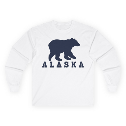 Alaska Bear Silhouette Shirt Long Sleeve Shirt – White – Alaska Cruise Shirts