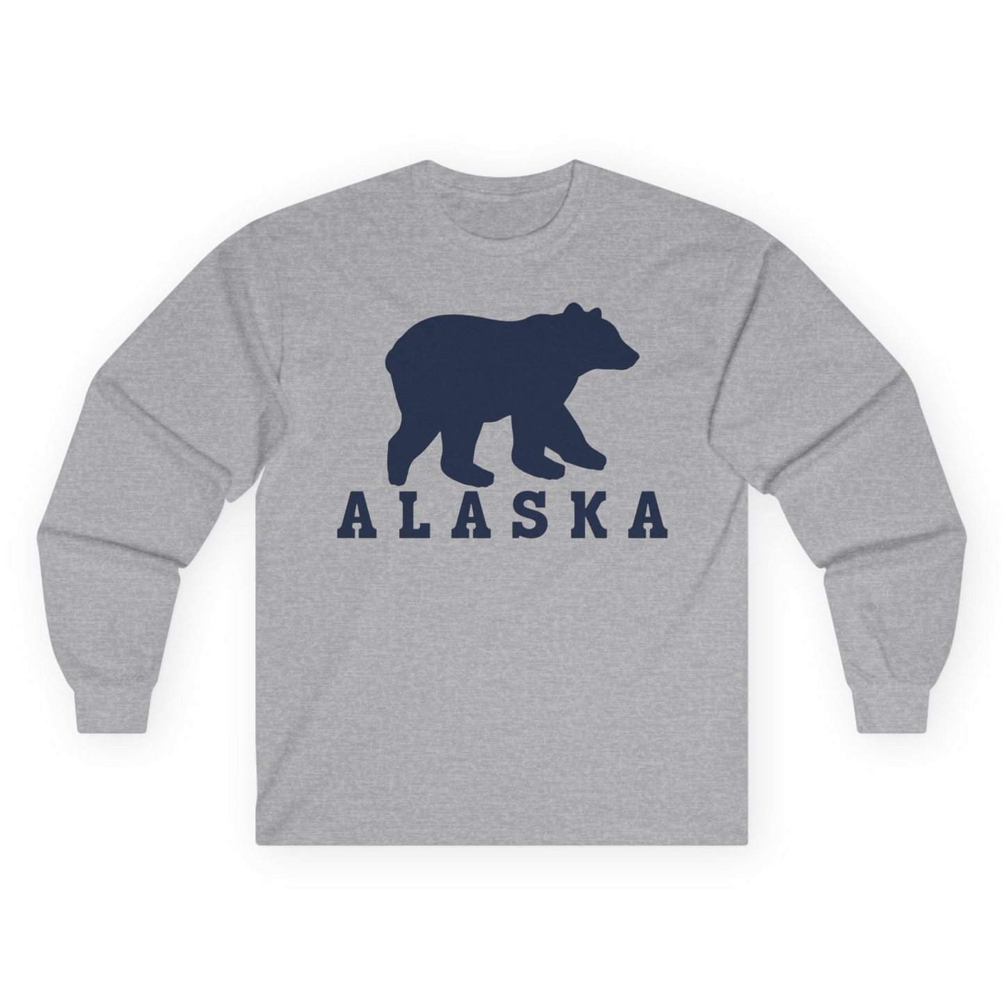Alaska Bear Silhouette Shirt Long Sleeve Shirt – Sport Grey – Alaska Cruise Shirts