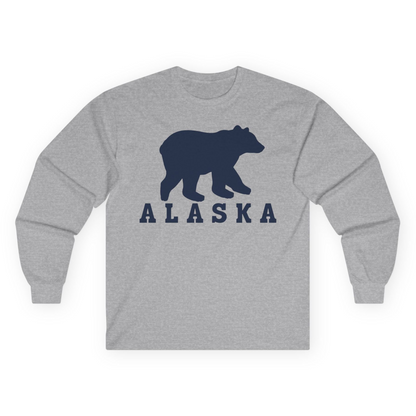 Alaska Bear Silhouette Shirt Long Sleeve Shirt – Sport Grey – Alaska Cruise Shirts