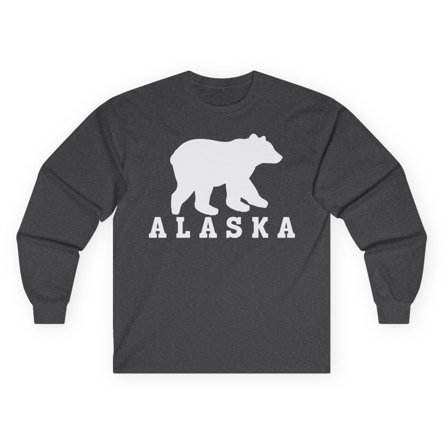 Alaska Bear Silhouette Shirt Long Sleeve Shirt – Dark Heather – Alaska Cruise Shirts