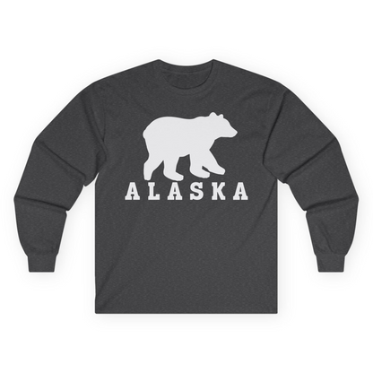 Alaska Bear Silhouette Shirt Long Sleeve Shirt – Dark Heather – Alaska Cruise Shirts