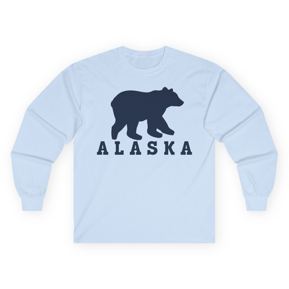 Alaska Bear Silhouette Shirt Long Sleeve Shirt – Light Blue – Alaska Cruise Shirts