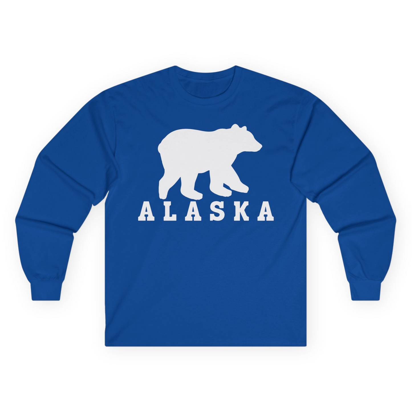 Alaska Bear Silhouette Shirt Long Sleeve Shirt – Royal – Alaska Cruise Shirts
