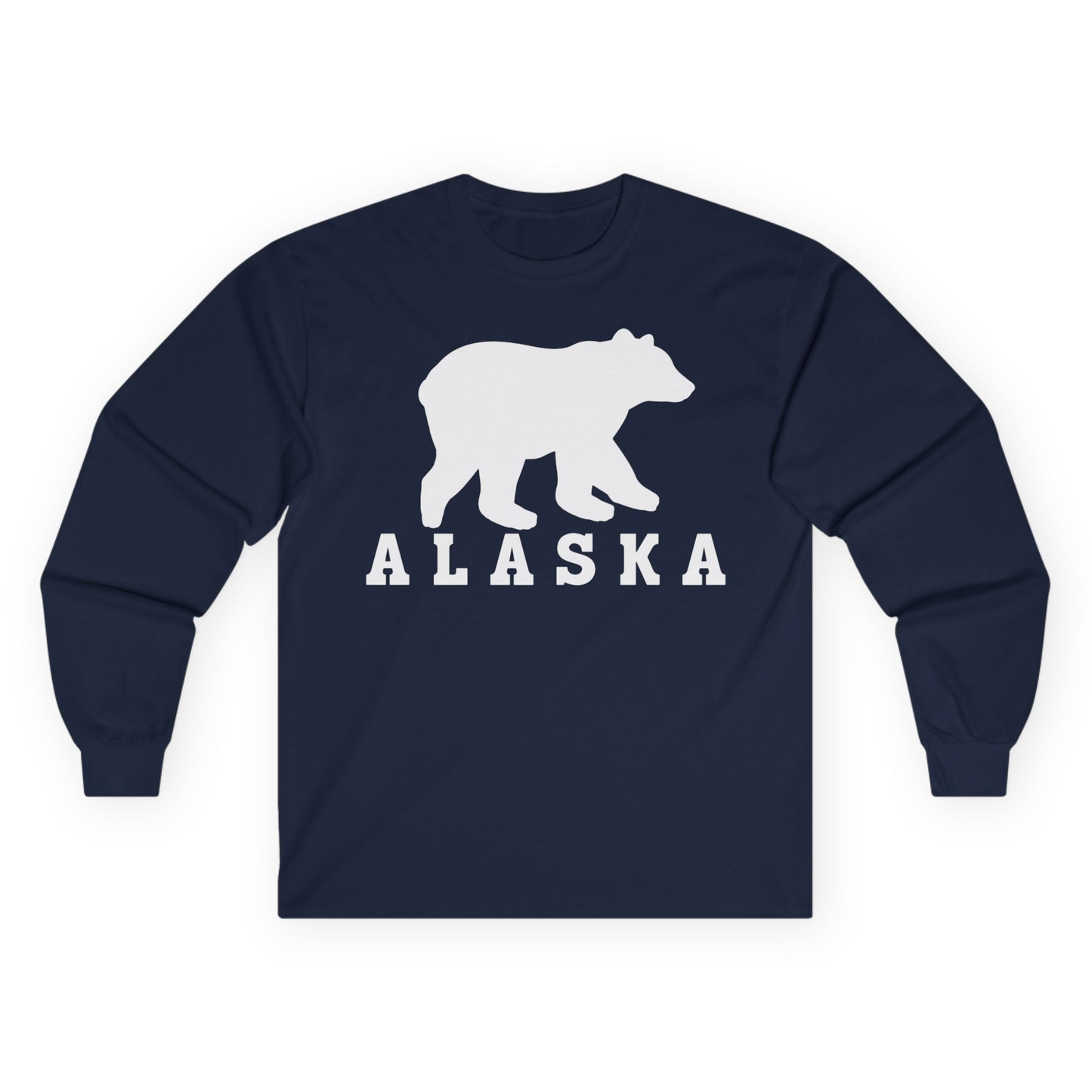 Alaska Bear Silhouette Shirt Long Sleeve Shirt – Navy – Alaska Cruise Shirts