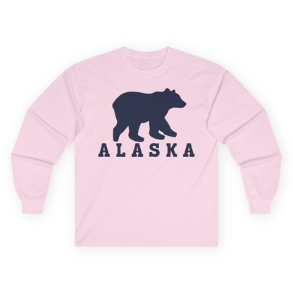 Alaska Bear Silhouette Shirt Long Sleeve Shirt – Light Pink – Alaska Cruise Shirts