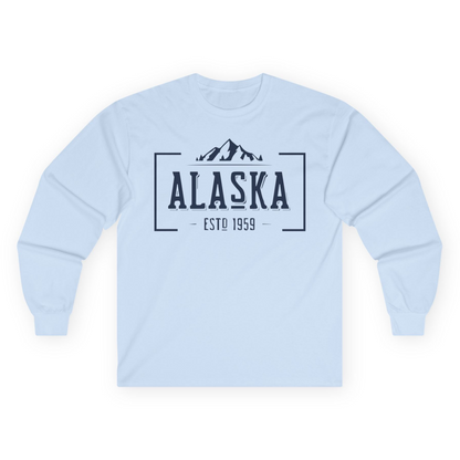 Vintage Alaska Estd 1959 Shirt Long Sleeve Shirt – Light Blue – Alaska Cruise Shirts