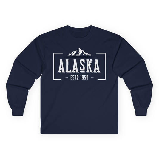 Vintage Alaska Estd 1959 Shirt Long Sleeve Shirt – Navy – Alaska Cruise Shirts