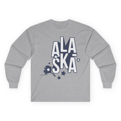 Alaska Stars Bold Typography Shirt Long Sleeve Shirt – Sport Grey – Alaska Cruise Shirts