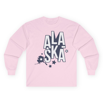 Alaska Stars Bold Typography Shirt Long Sleeve Shirt – Light Pink – Alaska Cruise Shirts