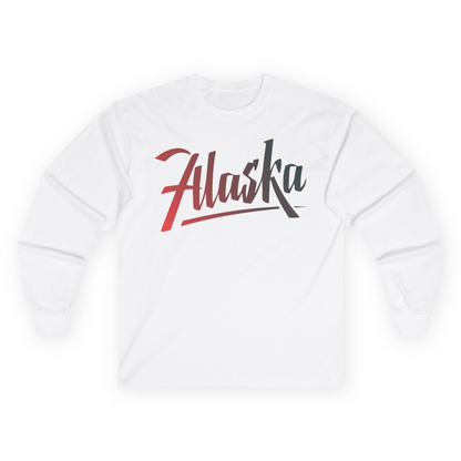 Alaska Script Wordmark Shirt Long Sleeve Shirt – White – Alaska Cruise Shirts