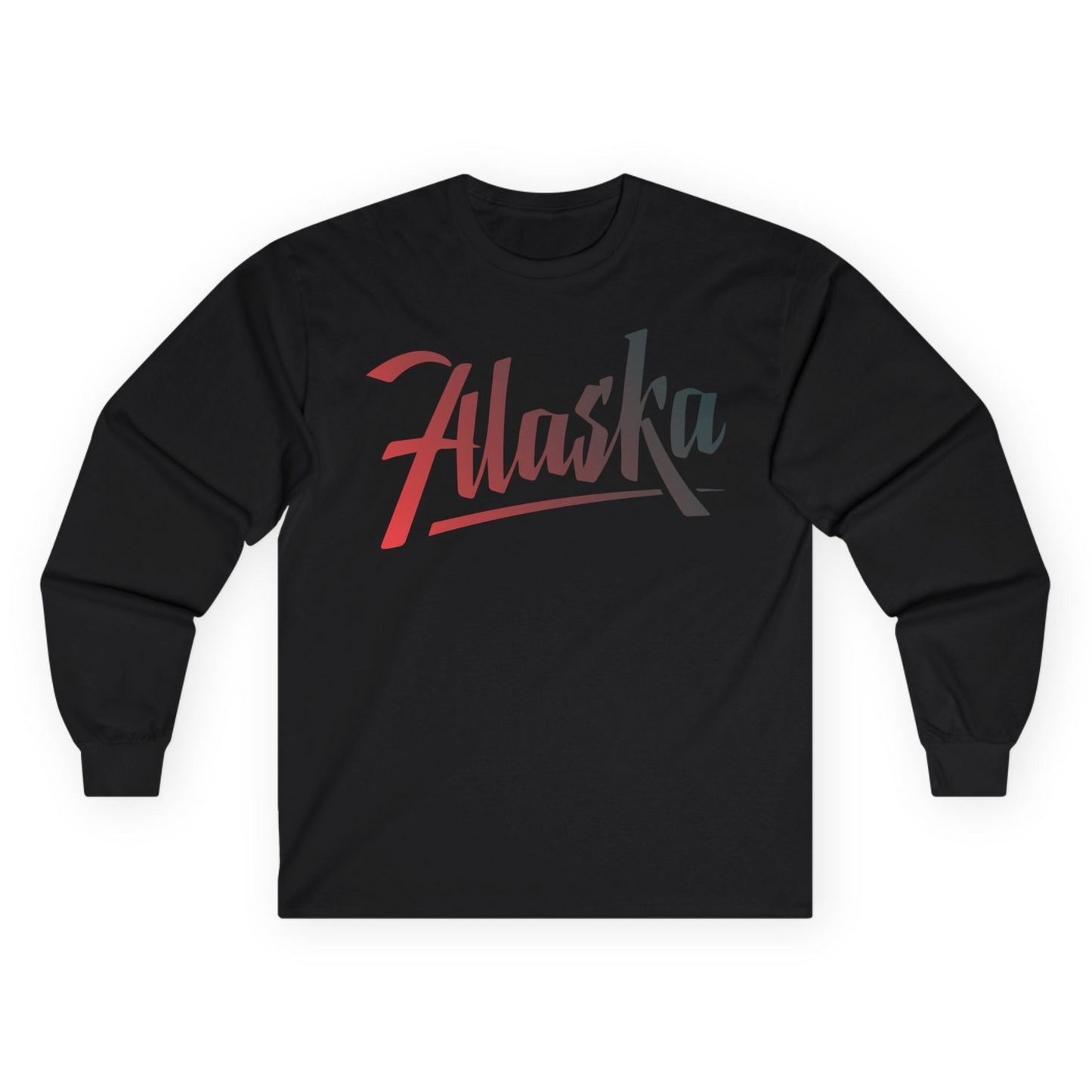 Alaska Script Wordmark Shirt Long Sleeve Shirt – Black – Alaska Cruise Shirts