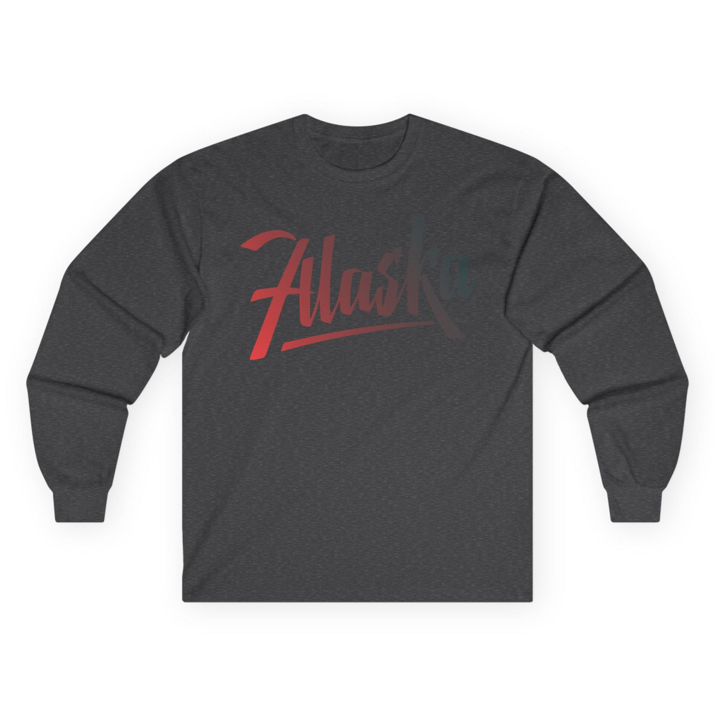 Alaska Script Wordmark Shirt Long Sleeve Shirt – Dark Heather – Alaska Cruise Shirts