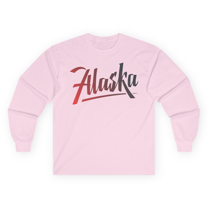 Alaska Script Wordmark Shirt Long Sleeve Shirt – Light Pink – Alaska Cruise Shirts