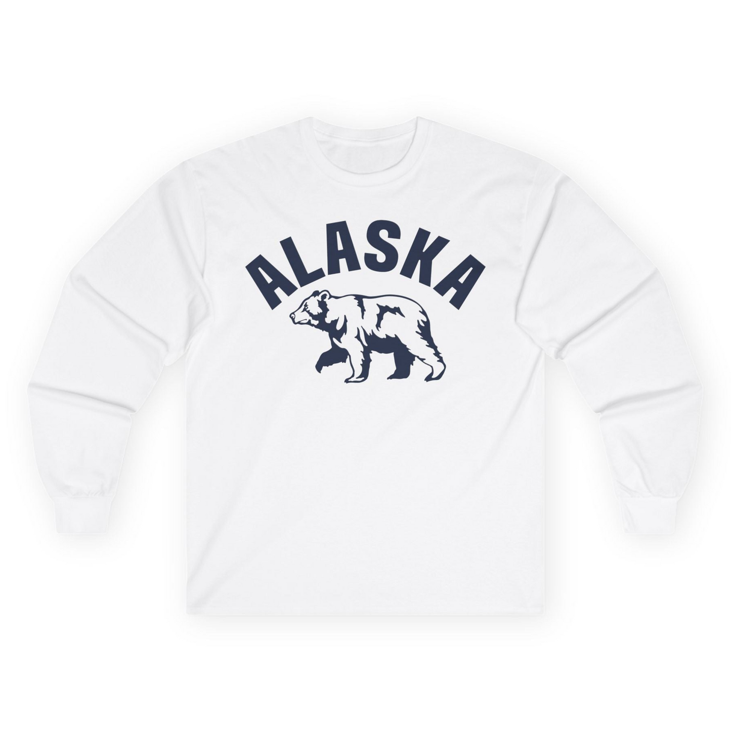 Alaska Bear Silhouette Wildlife Shirt Long Sleeve Shirt – White – Alaska Cruise Shirts