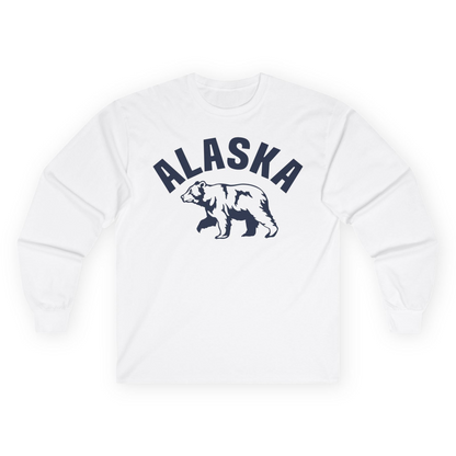 Alaska Bear Silhouette Wildlife Shirt Long Sleeve Shirt – White – Alaska Cruise Shirts