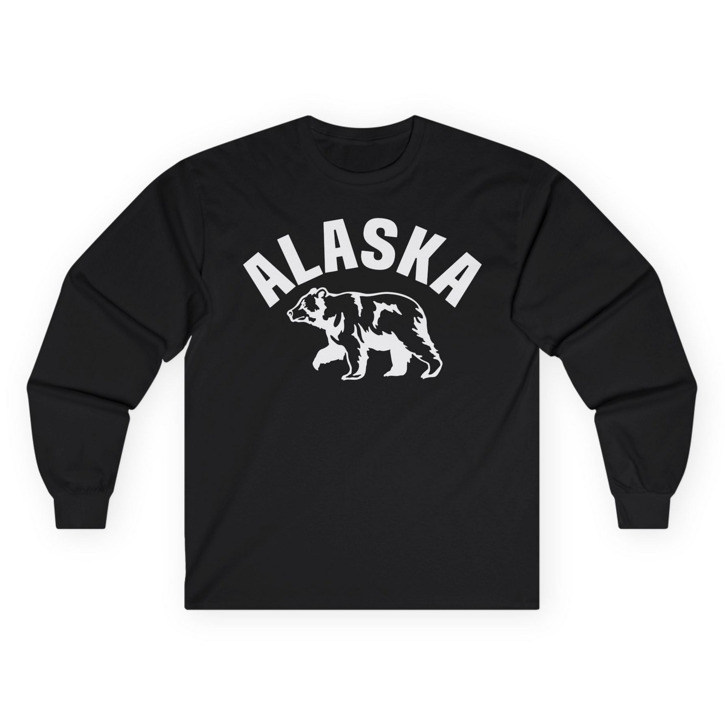 Alaska Bear Silhouette Wildlife Shirt Long Sleeve Shirt – Black – Alaska Cruise Shirts