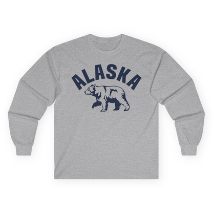 Alaska Bear Silhouette Wildlife Shirt Long Sleeve Shirt – Sport Grey – Alaska Cruise Shirts