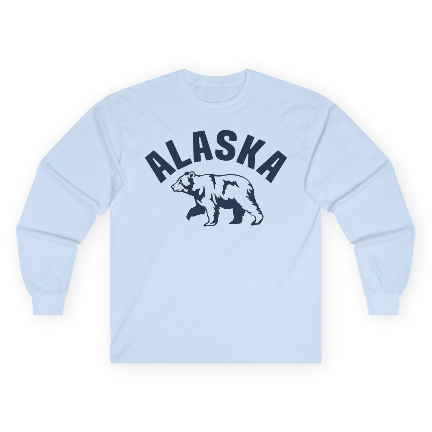 Alaska Bear Silhouette Wildlife Shirt Long Sleeve Shirt – Light Blue – Alaska Cruise Shirts