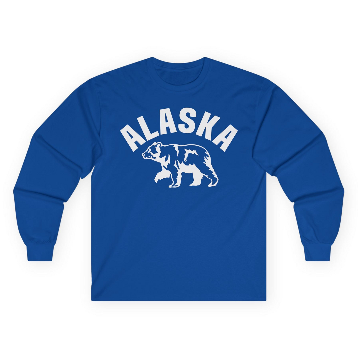 Alaska Bear Silhouette Wildlife Shirt Long Sleeve Shirt – Royal – Alaska Cruise Shirts