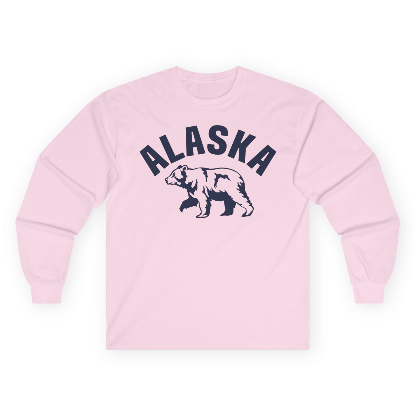 Alaska Bear Silhouette Wildlife Shirt Long Sleeve Shirt – Light Pink – Alaska Cruise Shirts