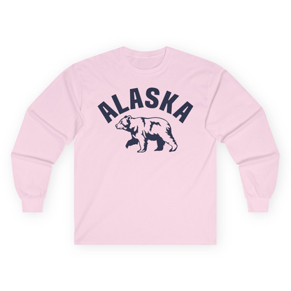 Alaska Bear Silhouette Wildlife Shirt Long Sleeve Shirt – Light Pink – Alaska Cruise Shirts