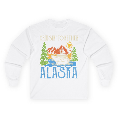 Alaska Cruise Adventure Nature Landscape Retro Family Shirt — Long Sleeve Long Sleeve Shirt – White – Alaska Cruise Shirts