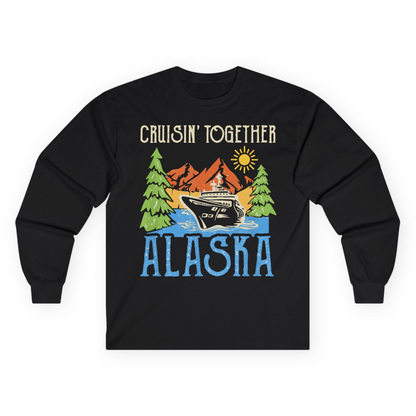 Alaska Cruise Adventure Nature Landscape Retro Family Shirt — Long Sleeve Long Sleeve Shirt – Black – Alaska Cruise Shirts