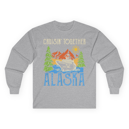 Alaska Cruise Adventure Nature Landscape Retro Family Shirt — Long Sleeve Long Sleeve Shirt – Sport Grey – Alaska Cruise Shirts