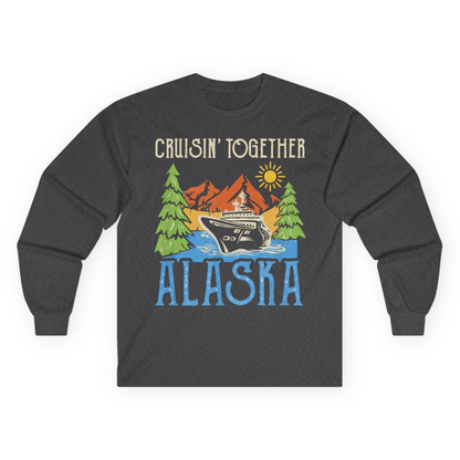 Alaska Cruise Adventure Nature Landscape Retro Family Shirt — Long Sleeve Long Sleeve Shirt – Dark Heather – Alaska Cruise Shirts