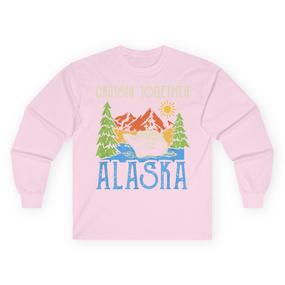 Alaska Cruise Adventure Nature Landscape Retro Family Shirt — Long Sleeve Long Sleeve Shirt – Light Pink – Alaska Cruise Shirts