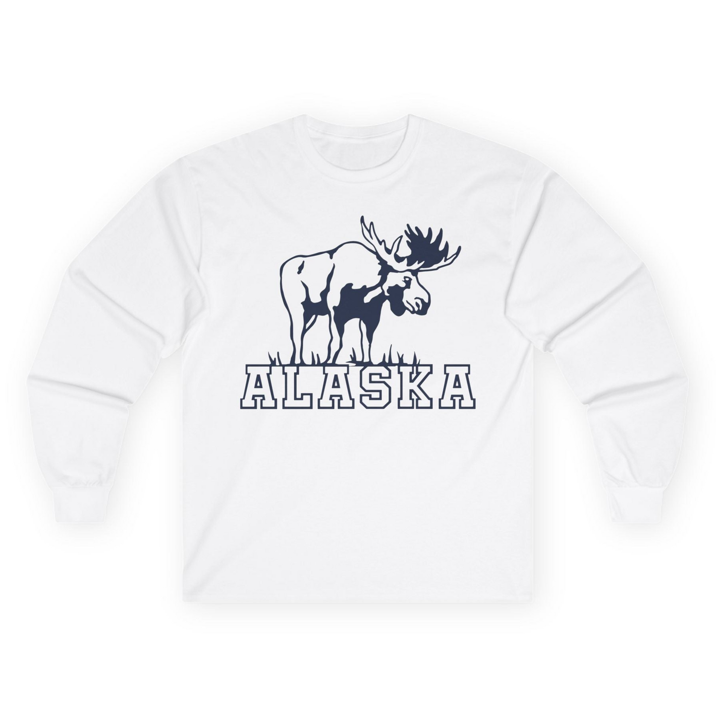 Alaska Moose Silhouette Shirt Long Sleeve Shirt – White – Alaska Cruise Shirts