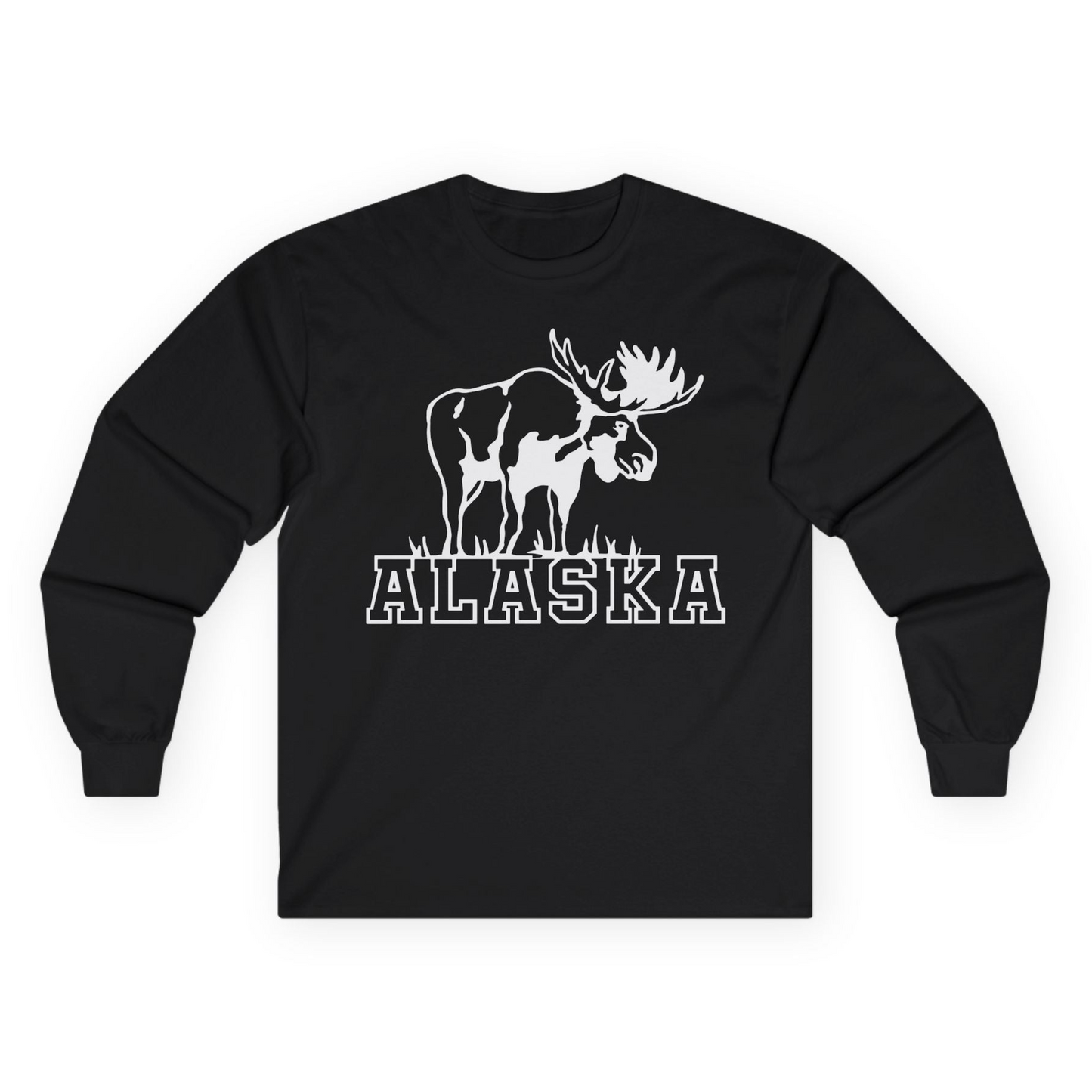 Alaska Moose Silhouette Shirt Long Sleeve Shirt – Black – Alaska Cruise Shirts