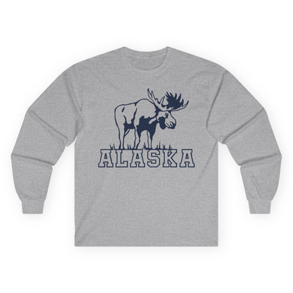 Alaska Moose Silhouette Shirt Long Sleeve Shirt – Sport Grey – Alaska Cruise Shirts