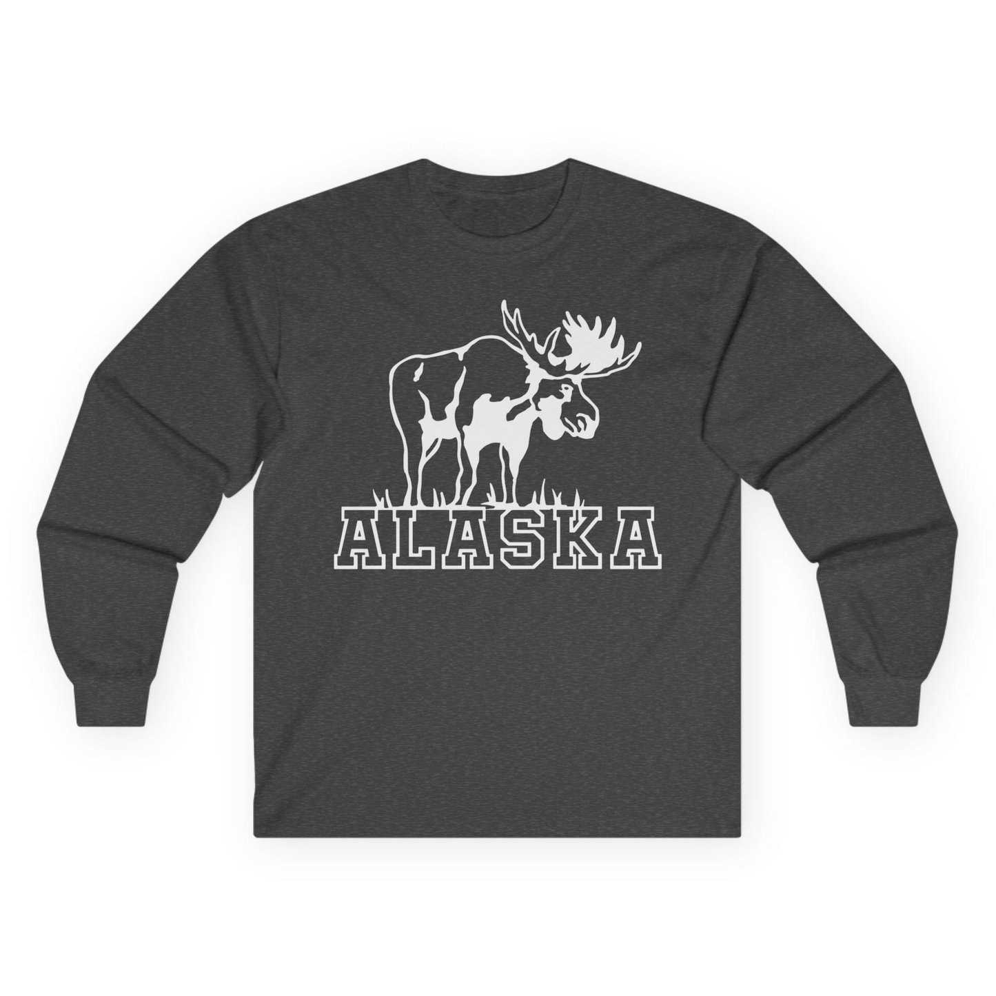 Alaska Moose Silhouette Shirt Long Sleeve Shirt – Dark Heather – Alaska Cruise Shirts